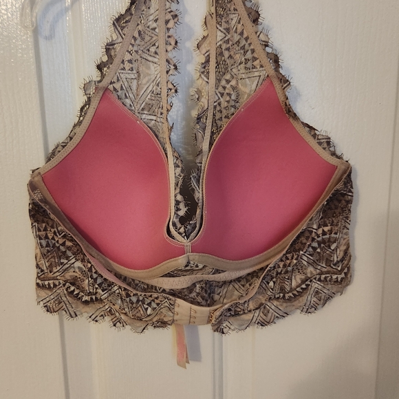PINK Victoria's Secret Geometric Lace Bralette - Brown and Cream - Picture 3 of 11